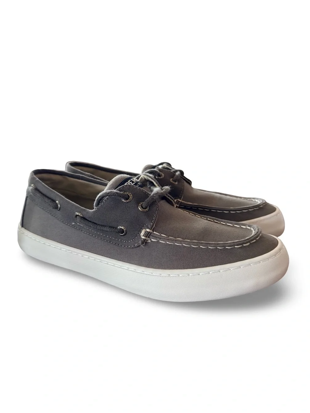 Brand New Sperry Men's Grey Canvas Boat Shoes Size 8.5